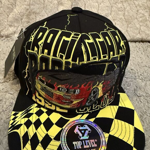 NWT Top Level Racing Car 1992 Flames Graphic Print Snap Back Hat‎ One Size - Picture 11 of 16